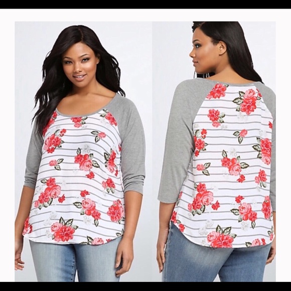 torrid Tops - Torrid Floral Raglan Top/Tee Size 1X